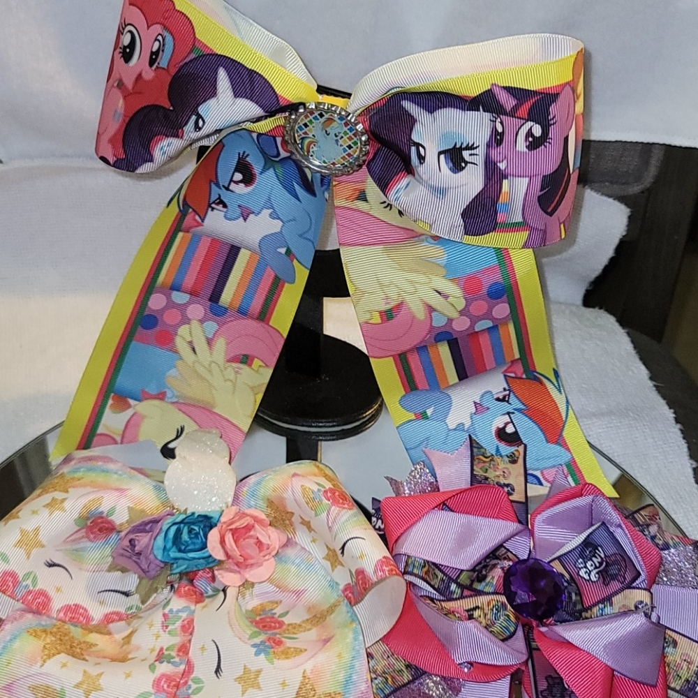 1 Unicorn & 2 My Little Pony girls hair bows 🦄